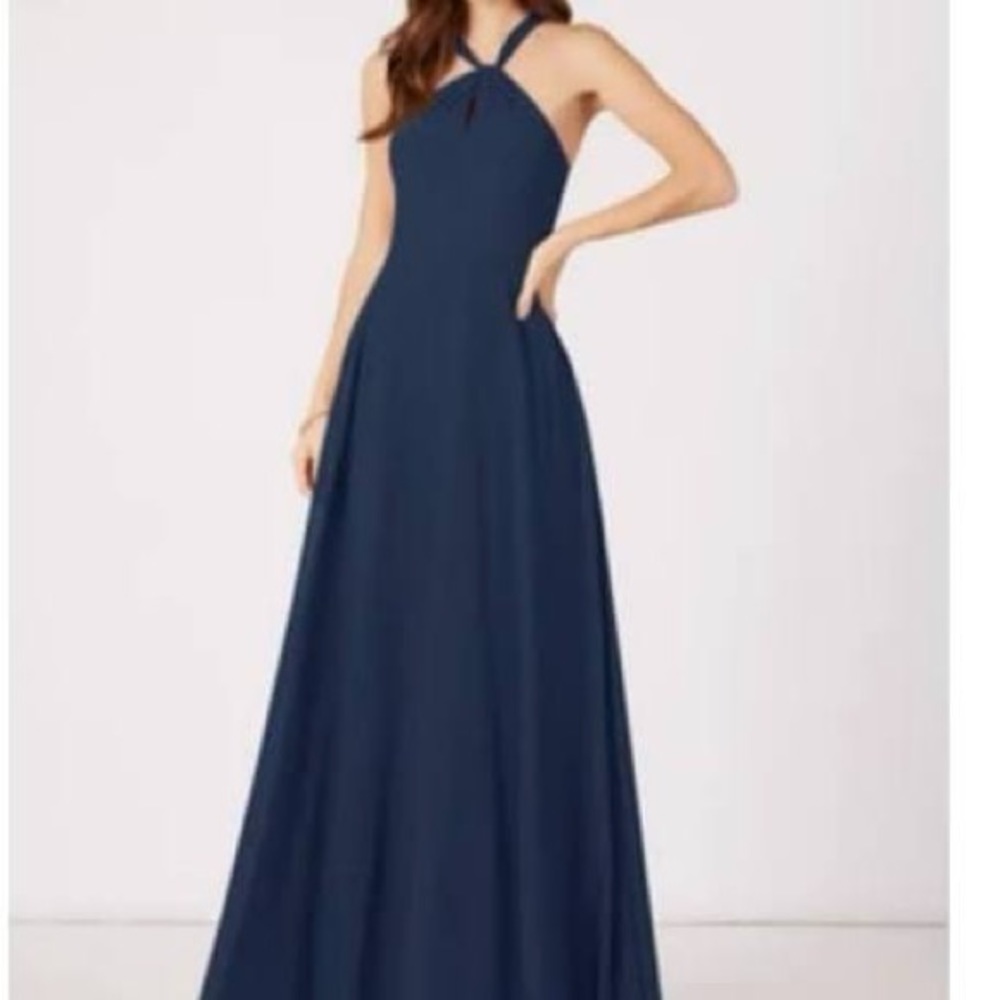 Azazie Navy Blue Halter Wedding Dress